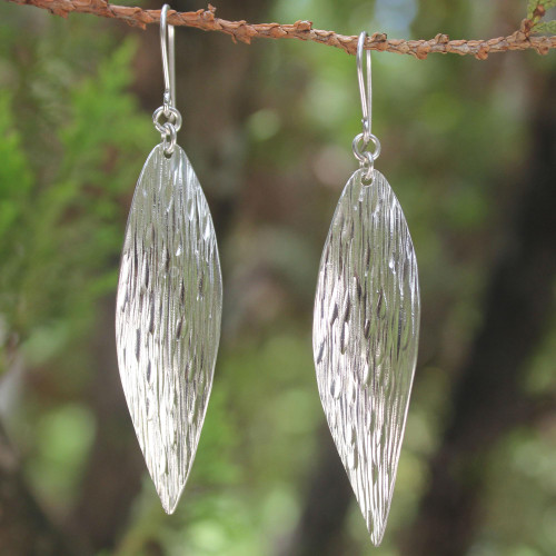 Unique Sterling Silver Dangle Earrings 'Snow Wind'