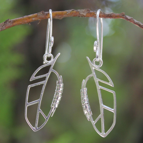 Sterling silver dangle earrings 'Autumn Abstraction'