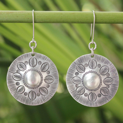 Floral Sterling Silver Dangle Earrings 'Summer Leaves'