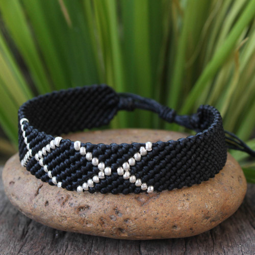 Silver accent wristband bracelet 'Night Diamonds'