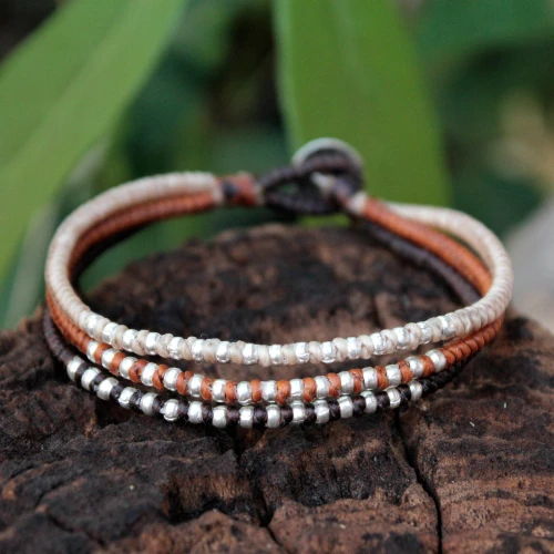 Handcrafted Hill Tribe Silver Braided Bracelet 'Cool Thai Autumn'