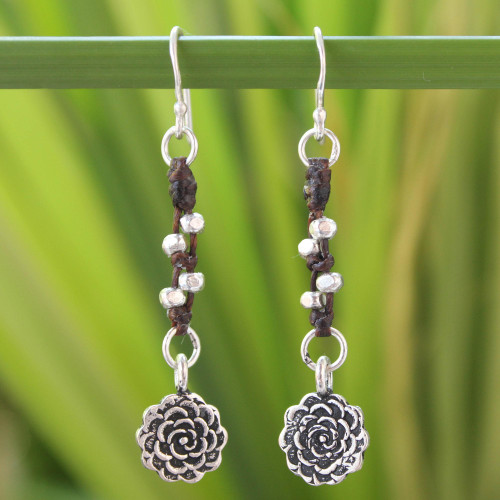 Unique Floral Silver Dangle Earrings 'Urban Blossom'