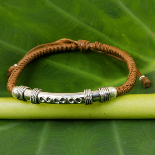 Sterling Silver Accent Bracelet from Thailand 'Infinite Legend in Caramel'