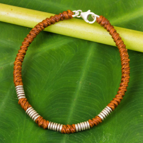 Handmade Wristband Braided Bracelet from Thai Artisan 'Beautiful Jungle in Rust'