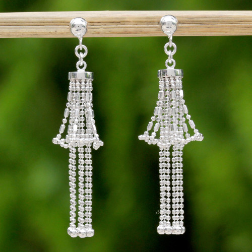 Handmade Sterling Silver Precious Lily Chandelier Earrings 'Precious Lily'