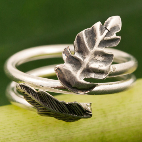Hand Made Sterling Silver Wrap Ring Leaf from Thailand 'The Leaf'