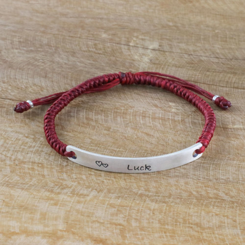 Sterling Silver Good Luck Pendant Bracelet from Thailand 'Lucky Red'