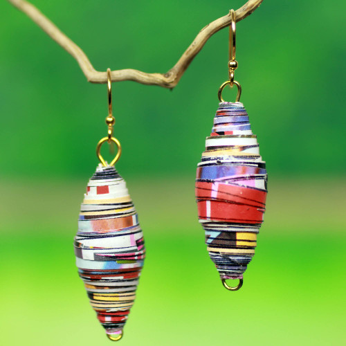 Eco-Design Recycled Paper Earrings from Africa 'Fresh Start'