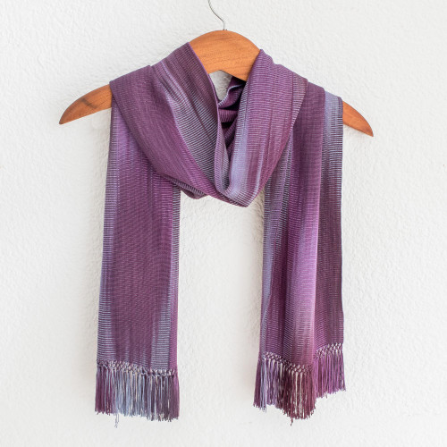 Hand Made Guatemalan Rayon Scarf in Purple Tones 'Iridescent Lavender'