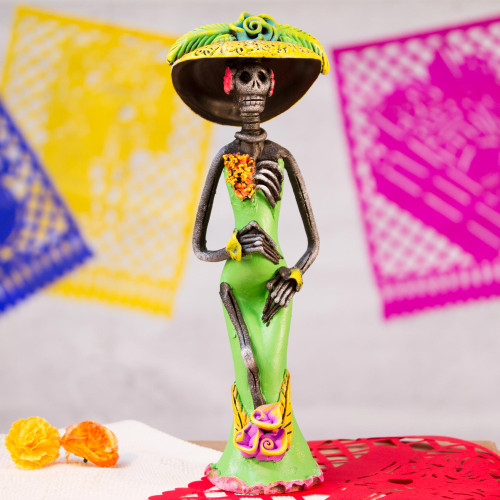 Day of the Dead Catrina Sculpture Artisan Crafted 'Dazzling Catrina'