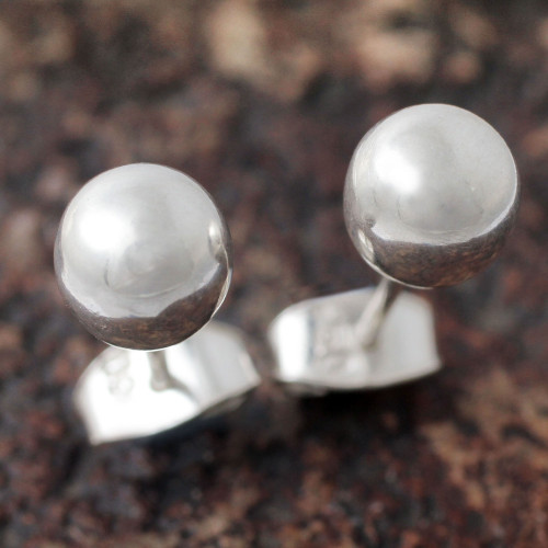 Sterling Silver Stud Earrings from the Andes 'Polished Sphere'