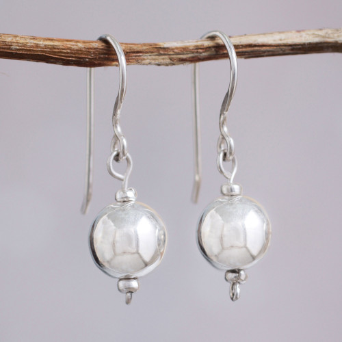 Polished Sterling Silver Handcrafted Dangle Earrings 'Eternal Moonlight'