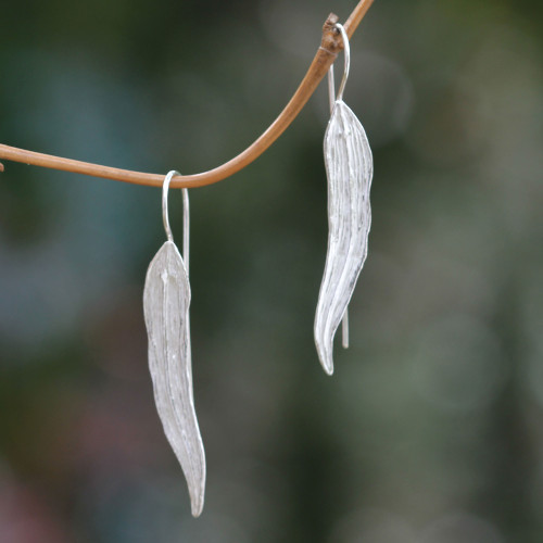 Leaf Earrings Handcrafted of Sterling Silver in Bali 'Willow Leaf'