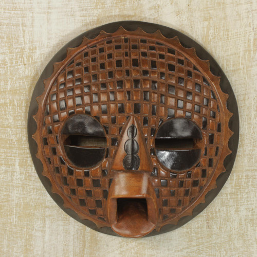 Handcrafted African Sese Wood Mask from Ghana 'Apology'