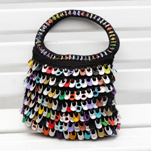 Multicolor Recycled Soda Pop Top Handle Handbag 'Multicolor Dramatic Style'