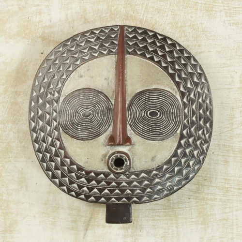 Artisan Hand Carved Sese Wood Bwa Sun Mask from Ghana 'Sun Dancer'