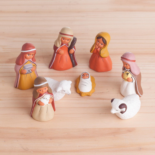 Hand-Painted Ceramic Arabic Nativity Scene from Peru 'Arabic Nativity'