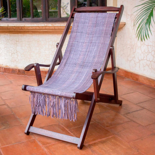 Adjustable Frame Purple Recycled Cotton Blend Hammock Chair 'Oceanside'