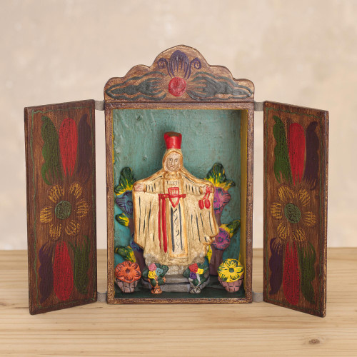 Handmade Folk Art Retablo Sculpture of the Virgen del Carmen 'Our Lady of Mount Carmel'