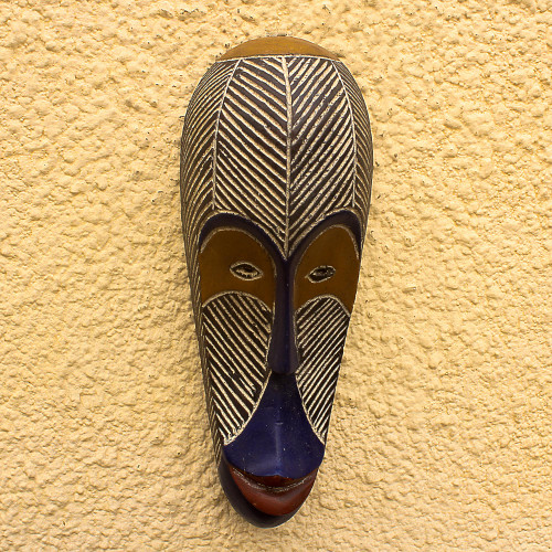 Hand Carved African Wood Mask 'Fang Fisherman'