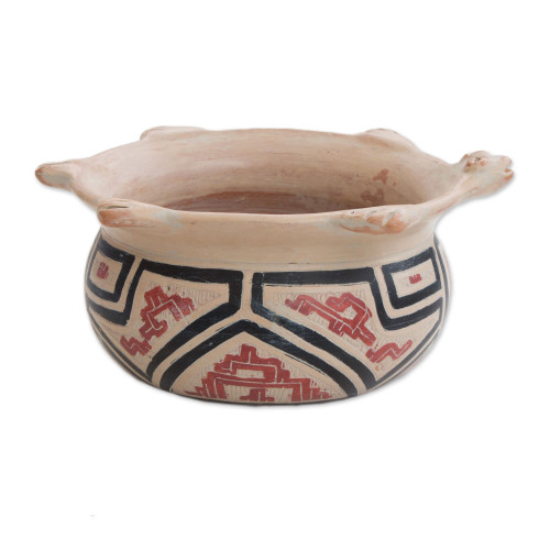 Marajoara-Style Turtle Ceramic Decorative Vase 3 in. 'Marajoara Turtle'