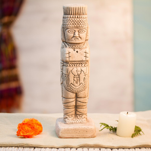 Toltec Warrior Mexican Replica Ceramic Sculpture 'Warrior from Tula'