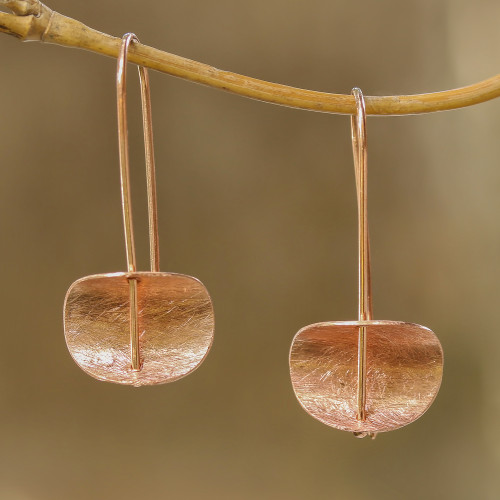 Modern Rose Gold Plated Sterling Silver Drop Earrings 'Urban Minimalism'