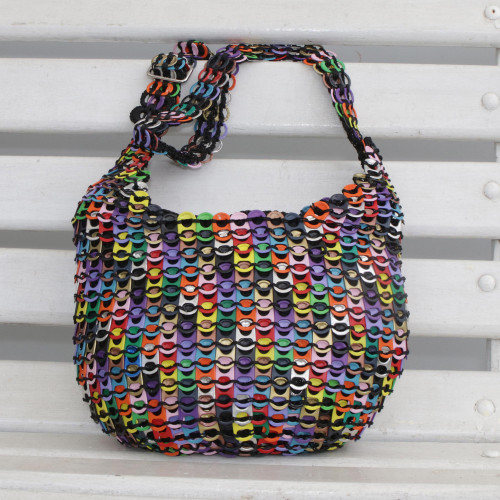 Rainbow-Hued Soda Pop-Top Bucket Bag from Brazil 'Eco Rainbow'