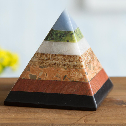 Multi-Gemstone Pyramid Figurine from Peru 'Positive Energy'