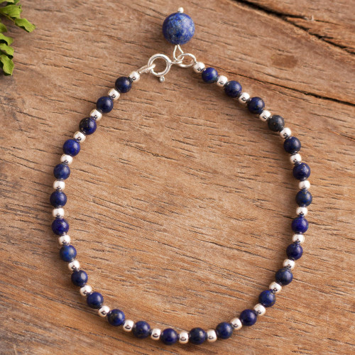 Lapis Lazuli Beaded Bracelet Crafted in Peru 'Magical Gleam'