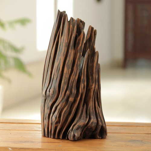 Natural Sal Driftwood Sculpture Crafted in India 'Reaching'