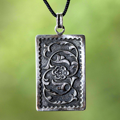 Artisan Crafted Sterling Silver Floral Pendant 'Ancient Beauty'