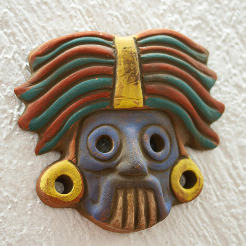 Tlaloc Aztec God Ceramic Wall Mask Plaque 'He Who Makes Things Sprout'