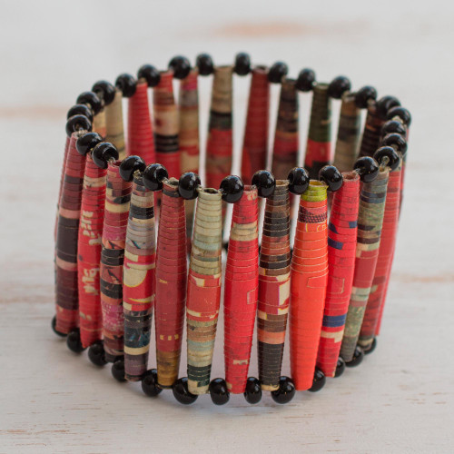 Recycled Paper Stretch Bracelet 'The News is Hot'