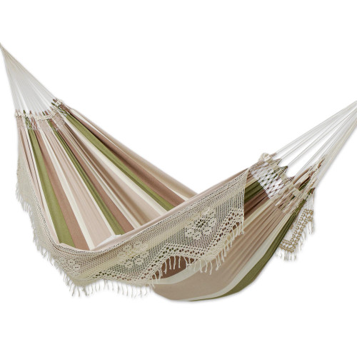 Striped Cotton Hammock in Earth Tones Double 'Isle of Palms'