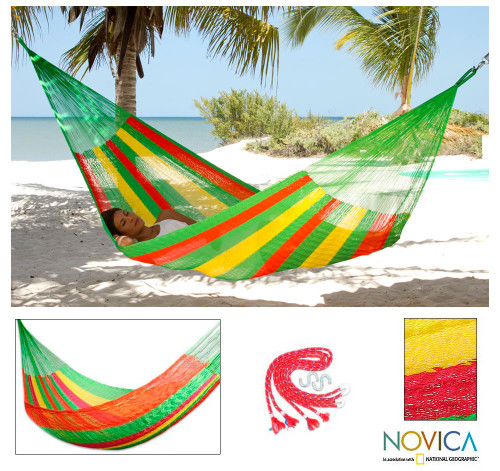 Collectible Green Yellow Red Mayan Hammock Double 'Tropical Passion'