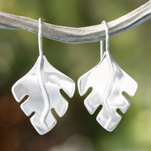 Collectible Taxco Silver Jewelry Drop Earrings 'Phantom Leaves'