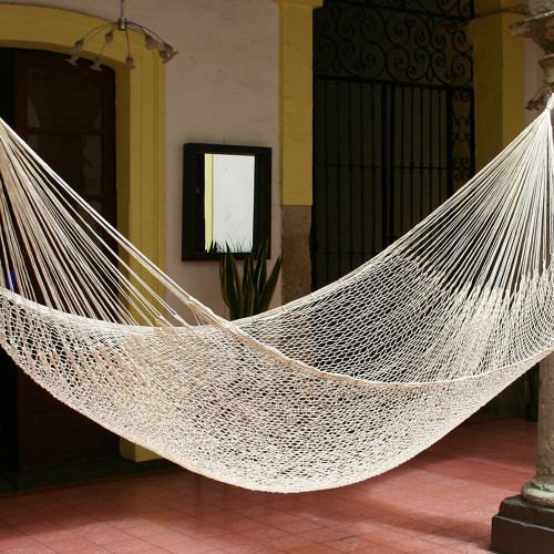 Unique Solid Mayan Hammock from Mexico Single 'Ivory Sonata'