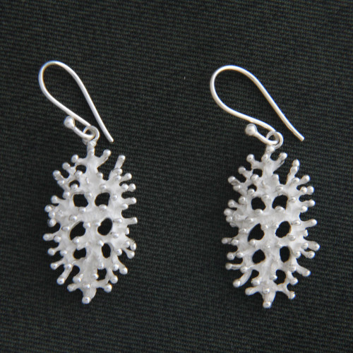 Artisan Crafted Indonesian Silver Dangle Earrings 'Pemuteran Glory' Artisan Crafted Indonesian Silver Dangle Earrings 'Pemuteran Glory'