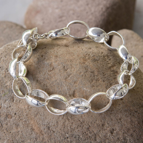 Taxco Silver Jewelry Handcrafted Chain Bracelet 'Shine'