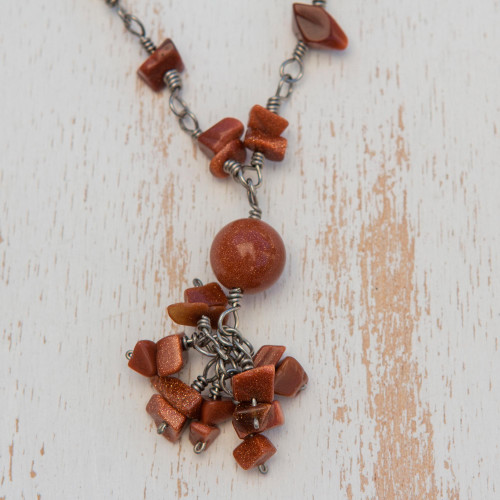 Recycled Paper and Goldstone Necklace 'Novel'