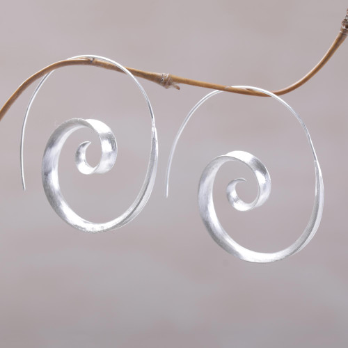 925 Sterling Silver Spiral Drop Earrings from Indonesia 'Inspiring Spirals'