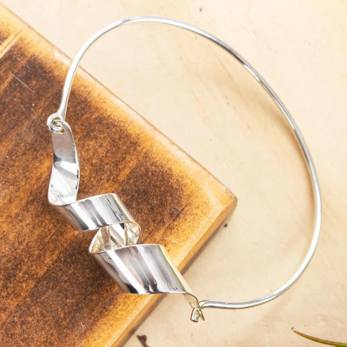 Taxco Sterling Silver Spiral Pendant Bracelet from Mexico 'Appealing Gleam'