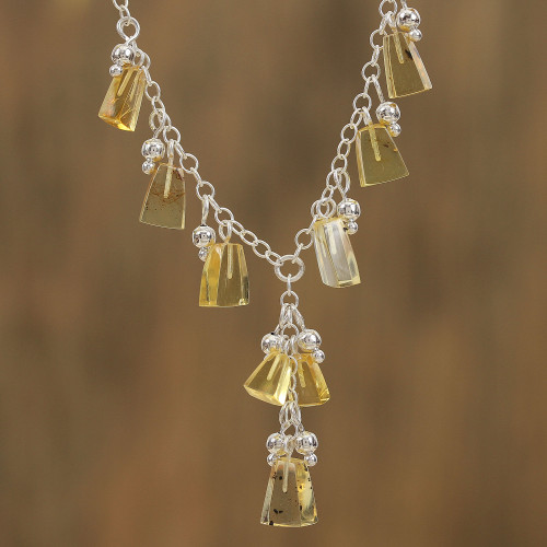 Natural Amber Pendant Necklace Crafted in Mexico 'Ancient Rainfall'