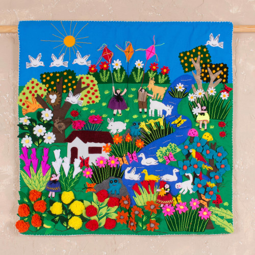 Applique Wall Hanging Andean Folk Art 'A Spring Day'