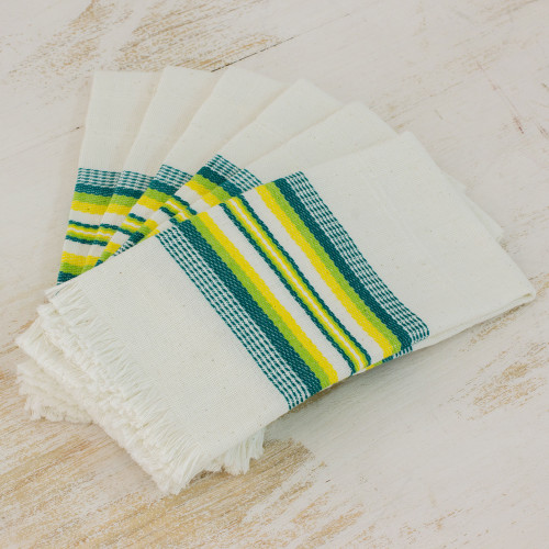 Multicolor 100 Cotton Napkins from Guatemala Set of 6 'Culinary Inspiration'