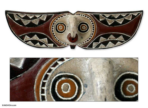 Fair Trade Burkina Faso Wood Mask 'Bwa Butterfly Bird'