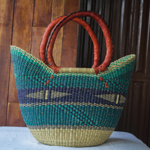 Handmade African Raffia Shopping Basket 'Nutifafa'