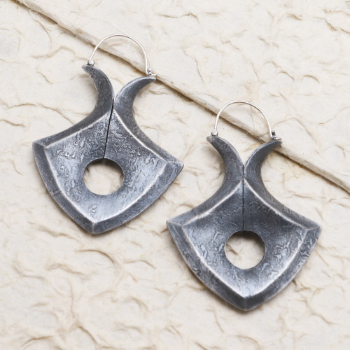 Hand Crafted Sterling Silver Drop Earrings 'Night Beaches'