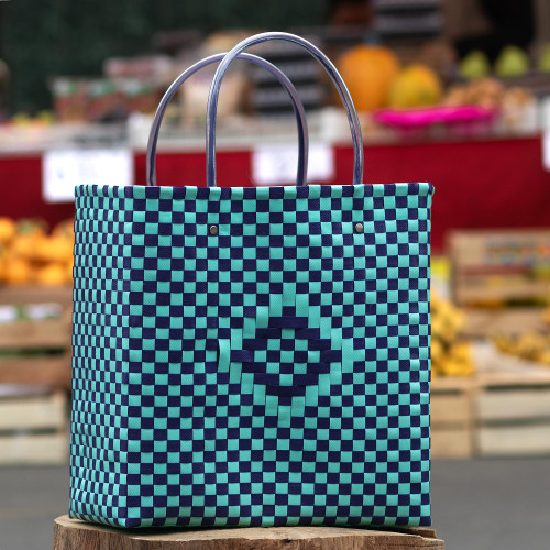 Blue Recycled Woven SHopping bag 'Farmer's Market'